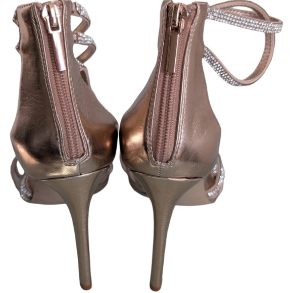 Steve Madden Sweetest Rose Gold Rhinestone Strappy Heels Size 9 - Picture 6 of 11